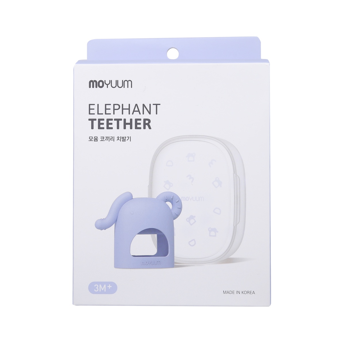 Gặm nướu Moyuum silicone chống mút tay hình voi (Xanh) - mặt sau