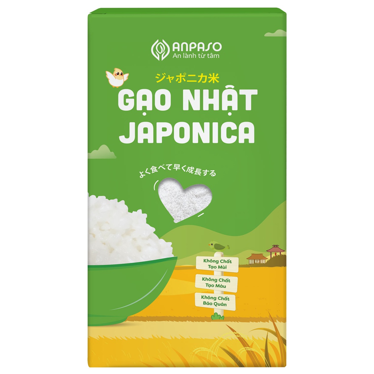 Gạo Japonica cho bé Anpaso 1kg - mặt trái