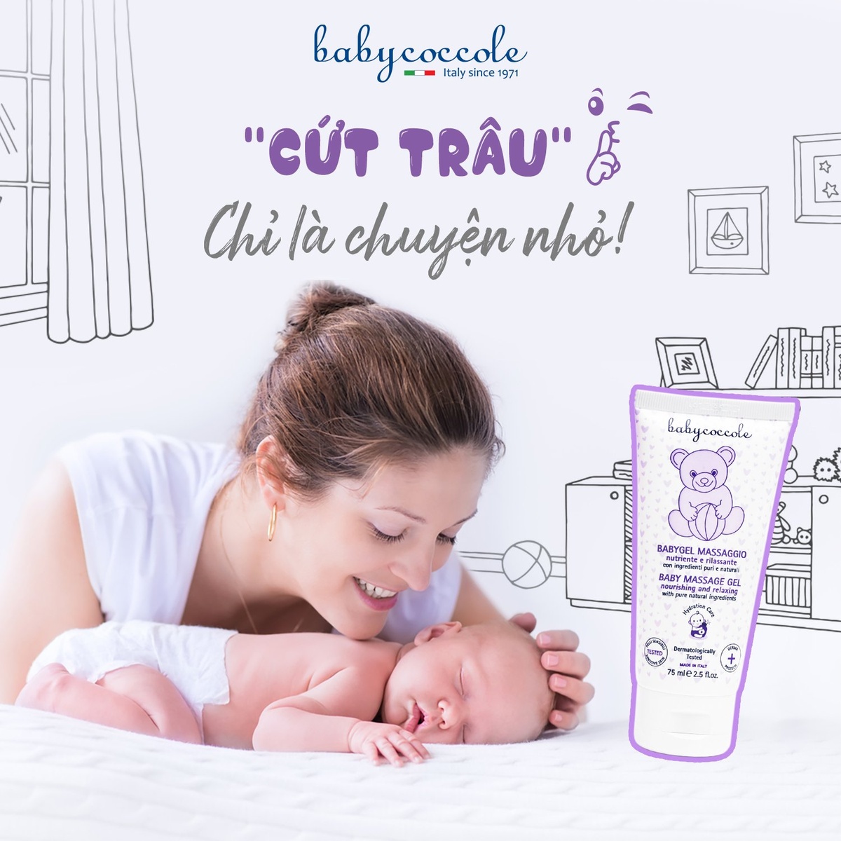 Gel massage cho bé Babycoccole hạnh nhân 75ml 0M+ - mặt phải