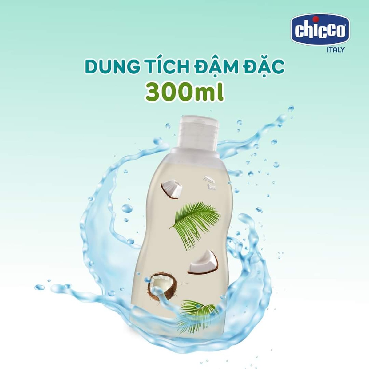 Nước rửa bình sữa Chicco chiết xuất dầu dừa 300ml (Dạng gel) - góc nghiêng
