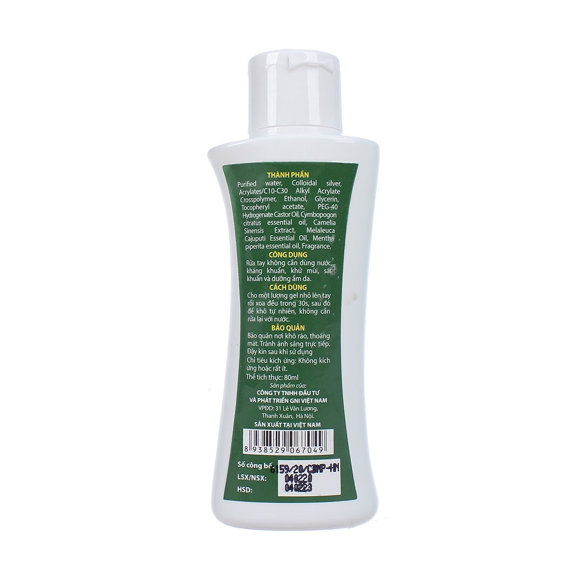 Nước rửa tay khô sát khuẩn tự nhiên Dr.Cona 80ml - góc nghiêng