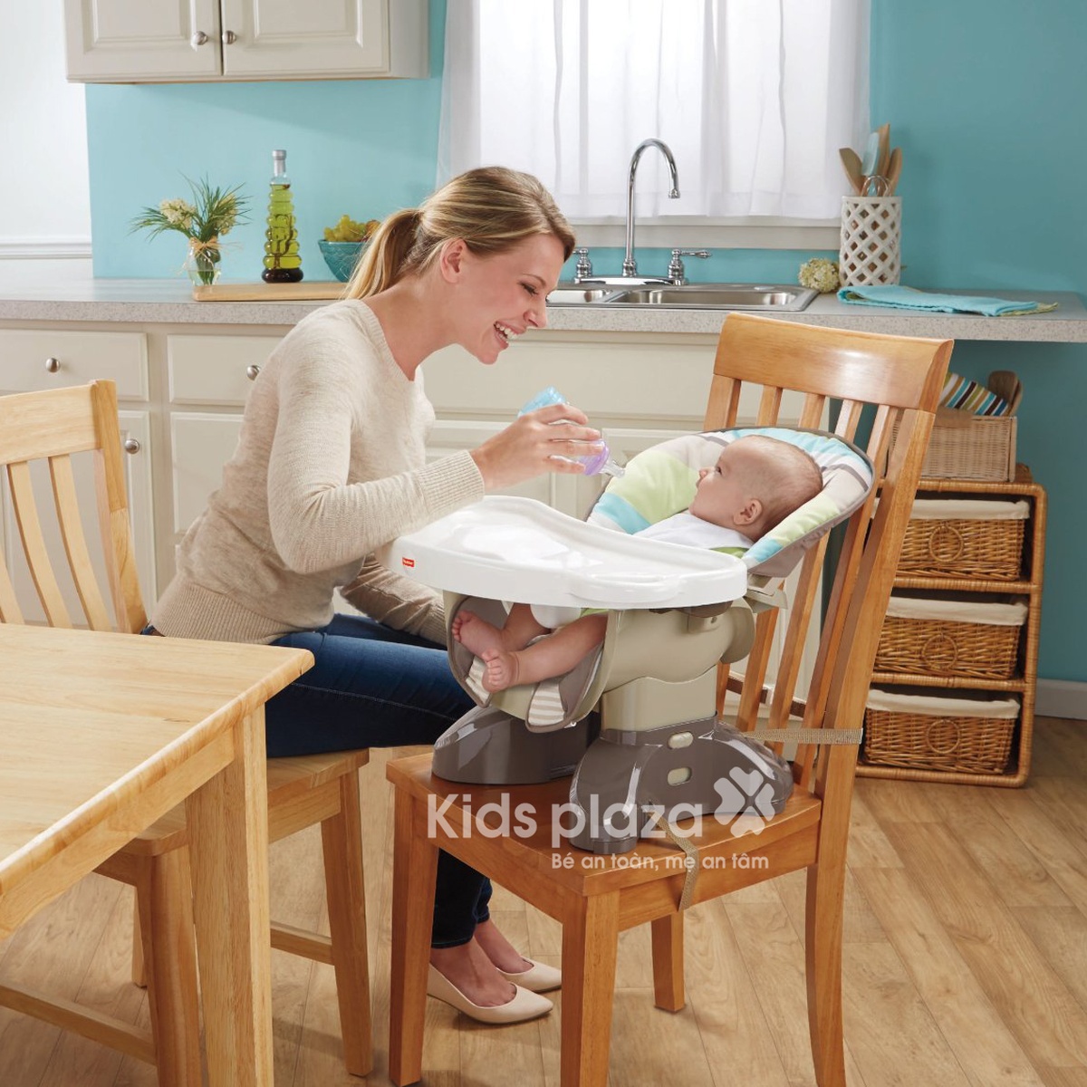 Ghế ăn bột Fisher-Price Spacesaver High Chair, Stripes BLL26  - hình 6