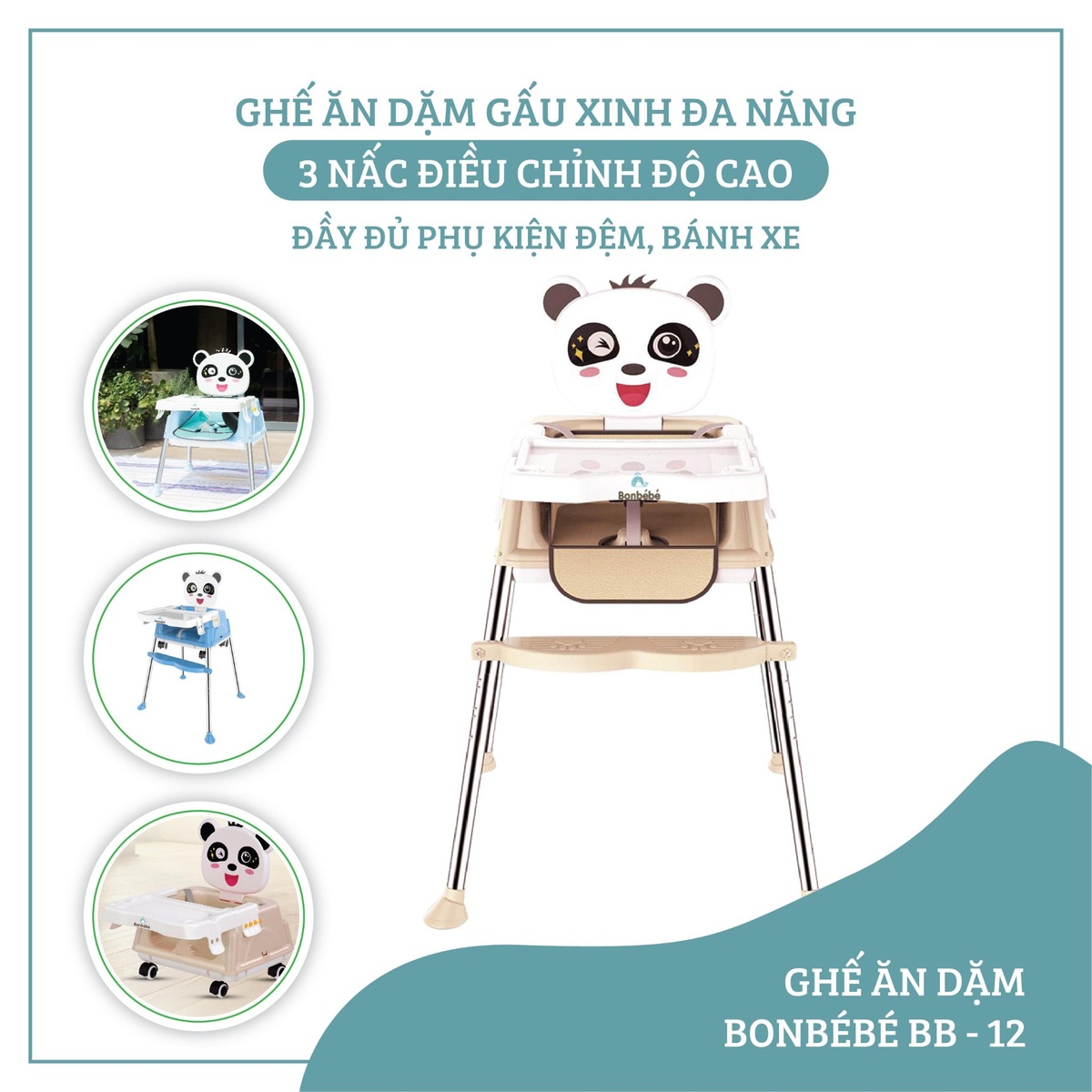 Ghế ăn dặm Bonbébé BB-12 đa năng hình gấu  - hình 6