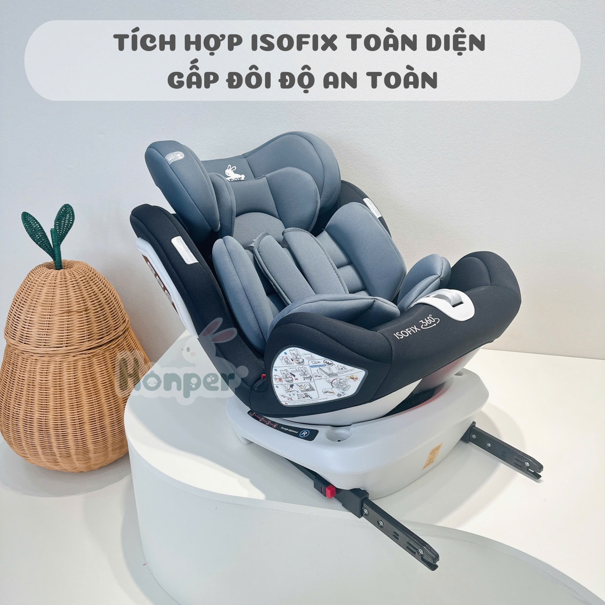 Ghế ngồi ô tô Honper Comfy HP869 R44/04 0-12Y (Đen) - mặt trái