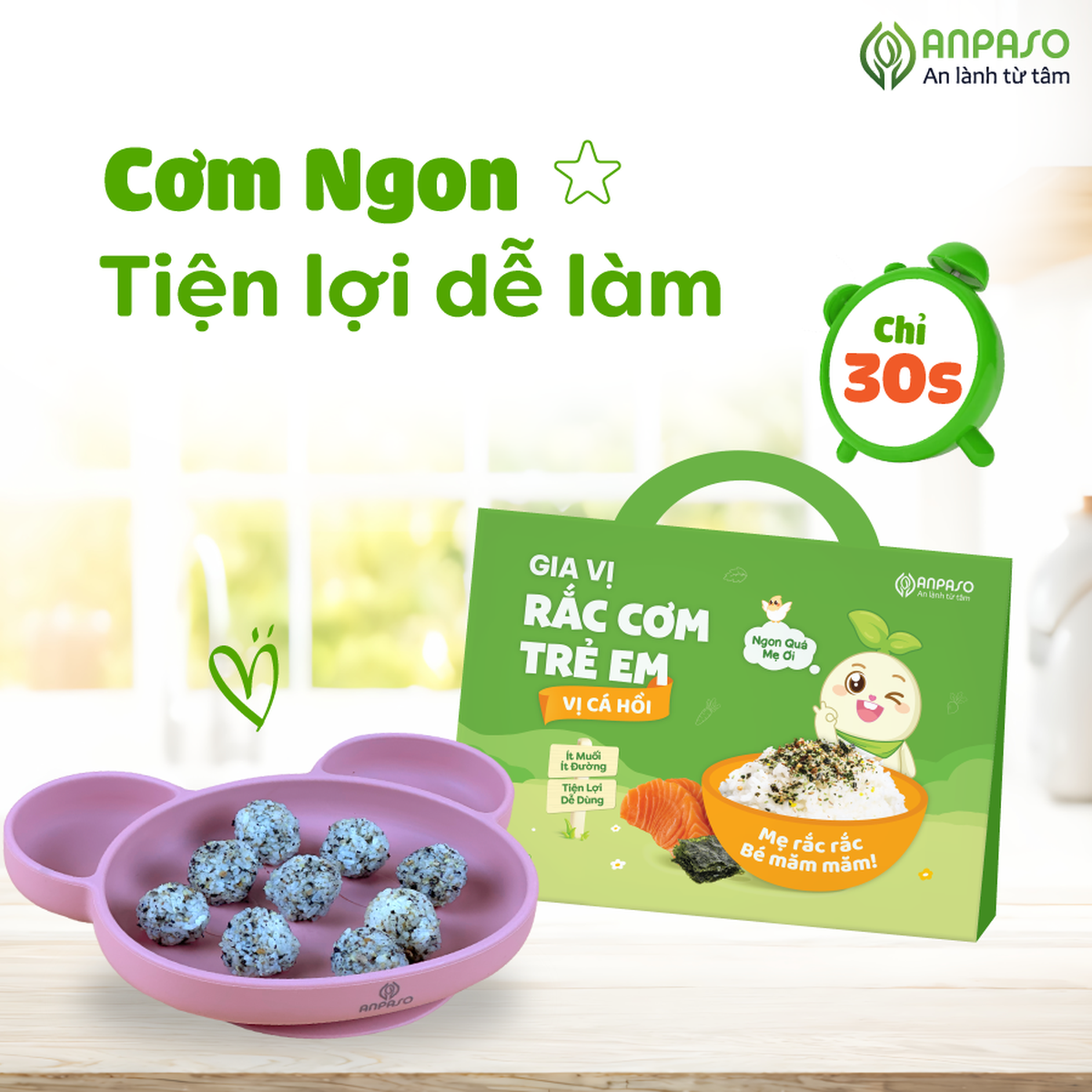 Gia vị rắc cơm trẻ em vị cá hồi Anpaso 35g - mặt phải