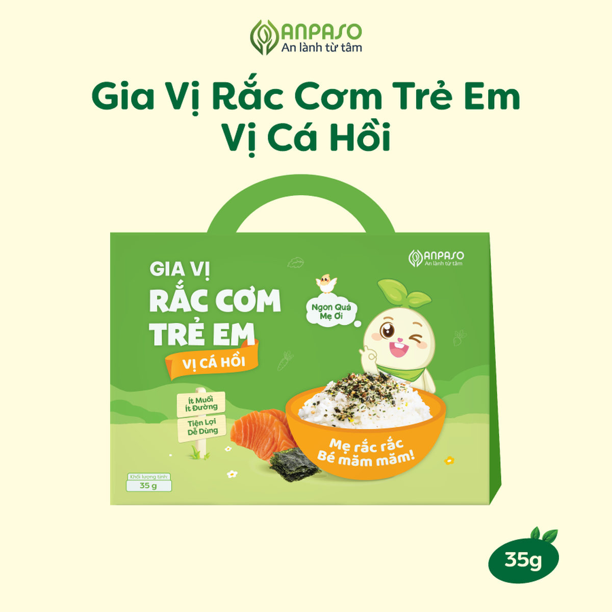 Gia vị rắc cơm trẻ em vị cá hồi Anpaso 35g - mặt trái