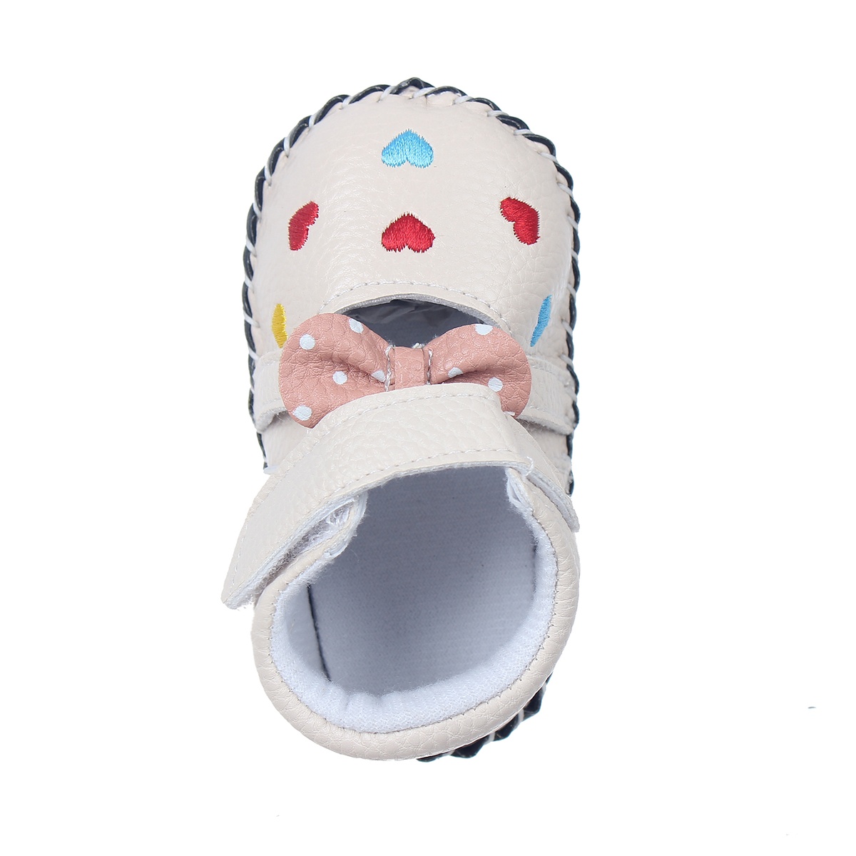 Giày tập đi đính nơ thêu tim nhiều màu Mamago Q09CR - mặt trái