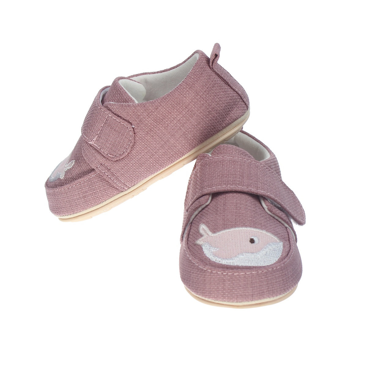 Giày tập đi Mamago K11 thêu hình Cá Mập size 15 (Hồng) - mặt trái
