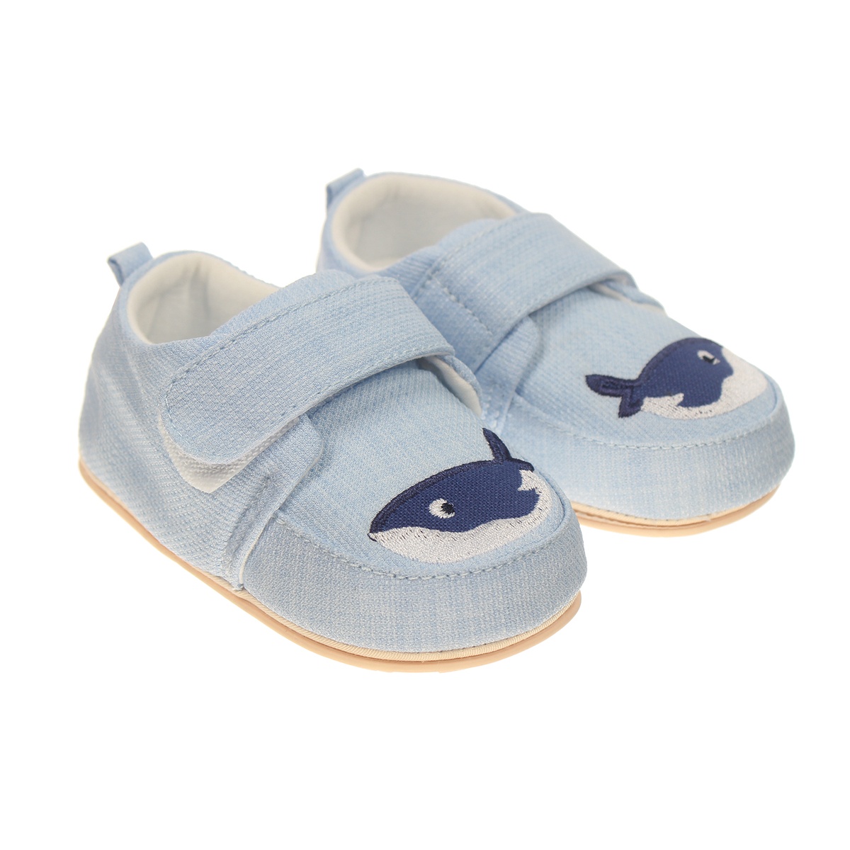 Giày tập đi Mamago K11 thêu hình Cá Mập size 15 (Xanh) - mặt trước