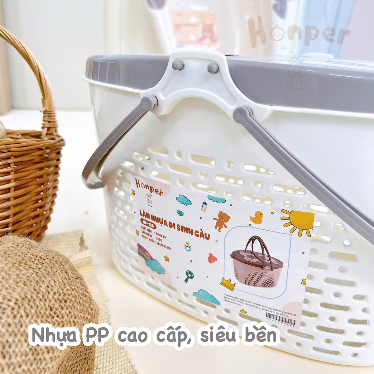 Giỏ đi sinh hình Gấu Honper HP-125 (Màu ngẫu nhiên) - mặt sau
