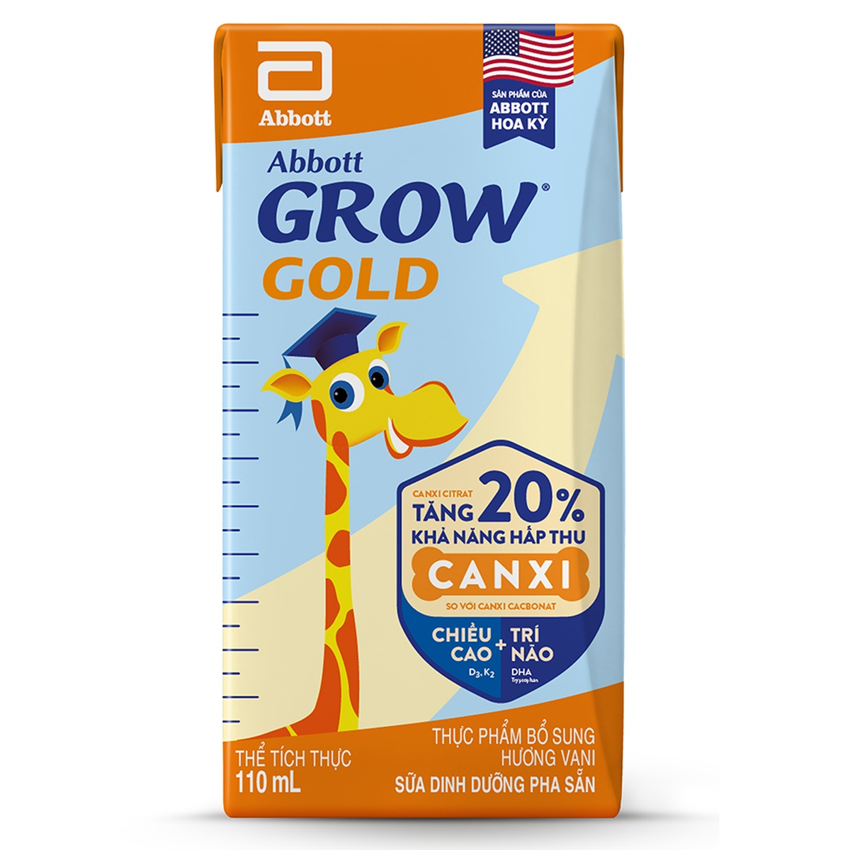 Sữa nước Abbott Grow Gold hương vani (4x110ml) New - mặt trái