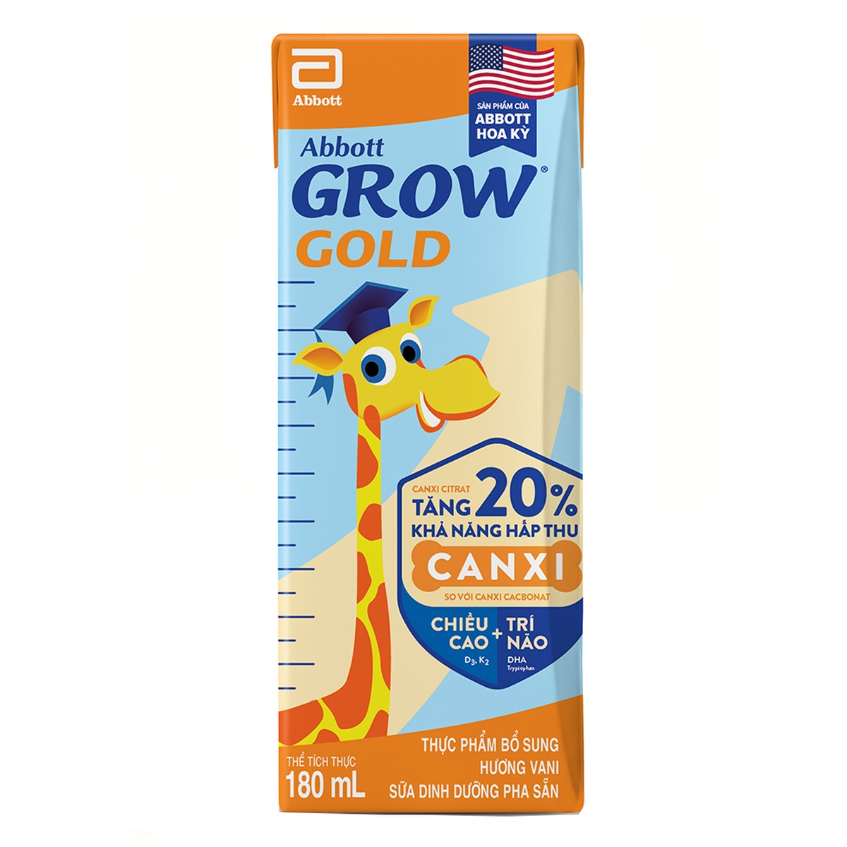 Sữa nước Abbott Grow Gold hương vani (4x180ml) New - mặt trái
