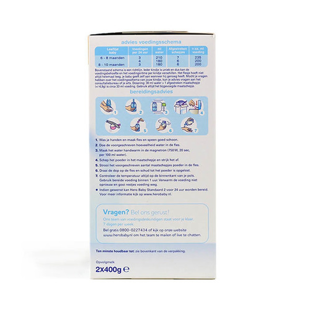 Sữa bột Hero Baby 2 hộp giấy 800g (6-10 tháng) - mặt sau