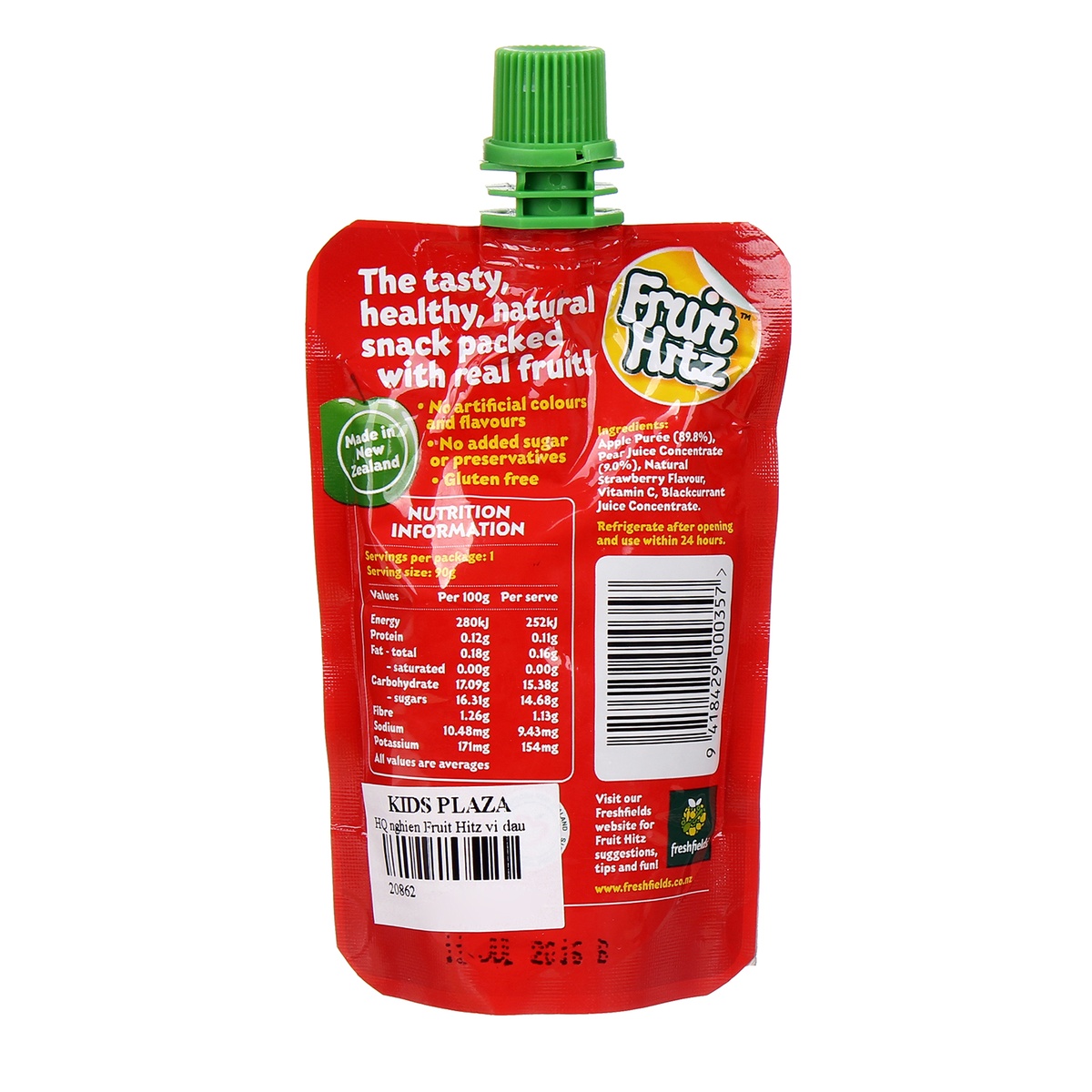 Hoa quả nghiền Fruit Hitz vị dâu tây - mặt phải