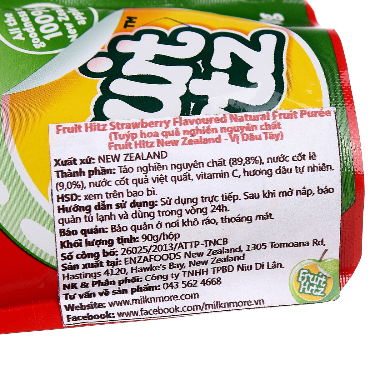 Hoa quả nghiền Fruit Hitz vị dâu tây - mặt trái