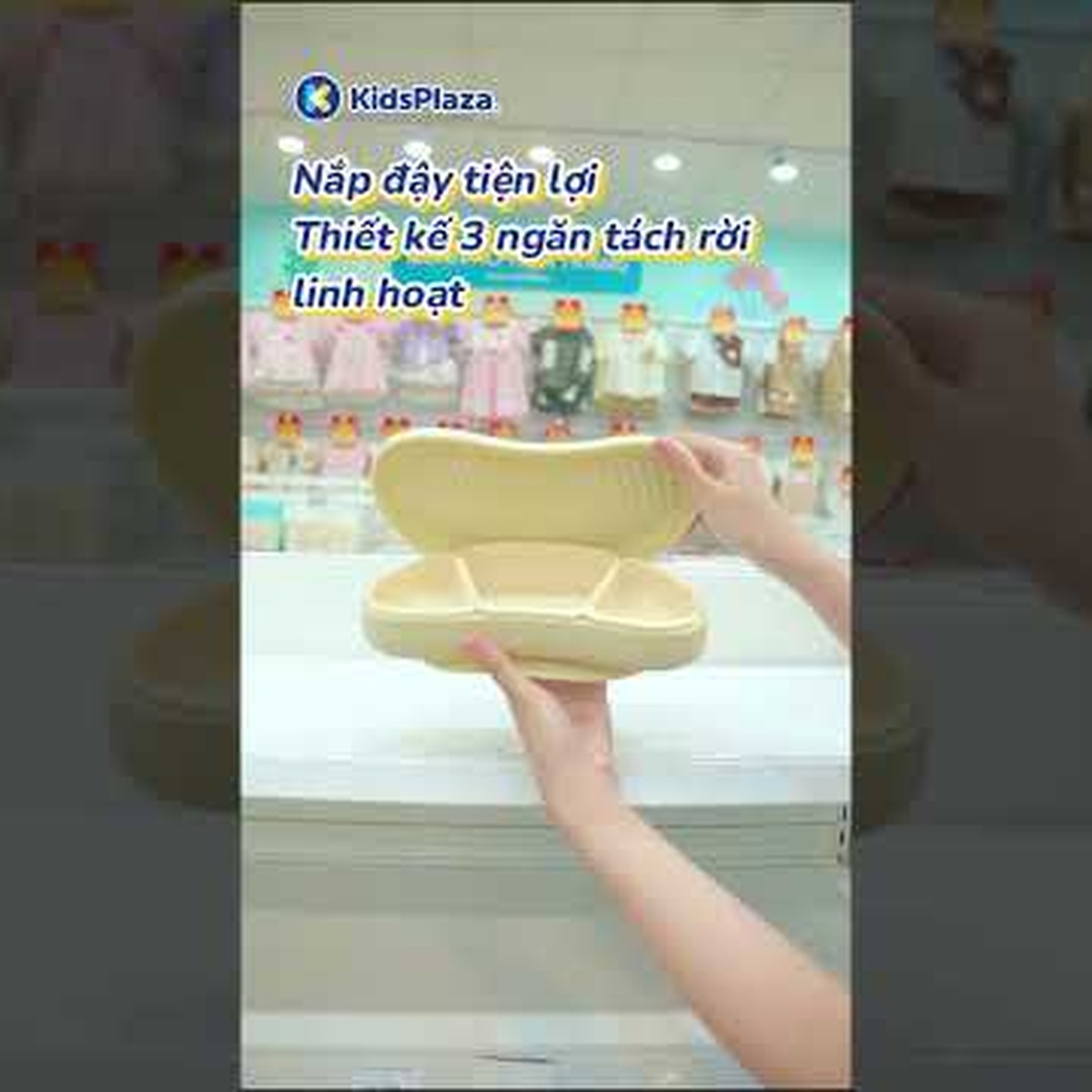 Khay ăn silicone Moyuum 3 ngăn cao cấp (Hồng dâu) - video