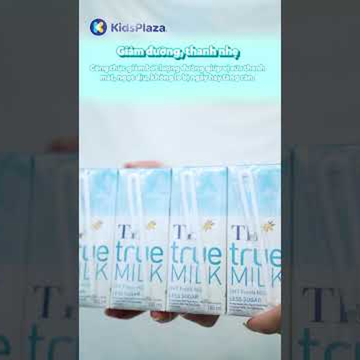 Sữa tươi tiệt trùng ít đường TH True Milk 4*180ml - video