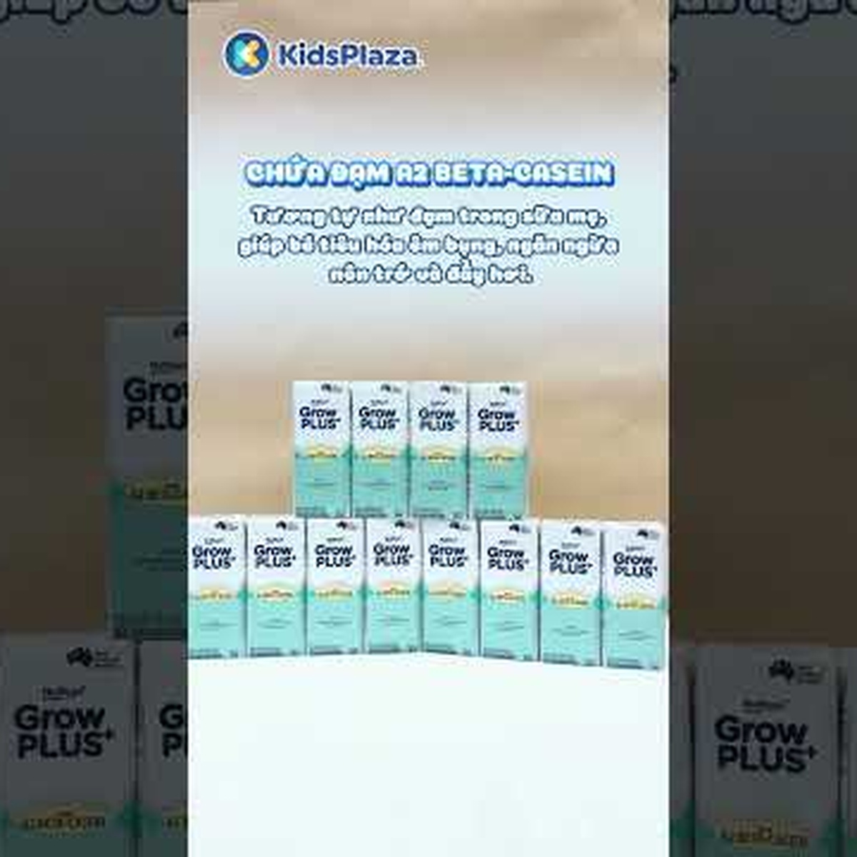 Sữa uống dinh dưỡng Nutifood GrowPlus A2 Beta Casein 4x180ml - video