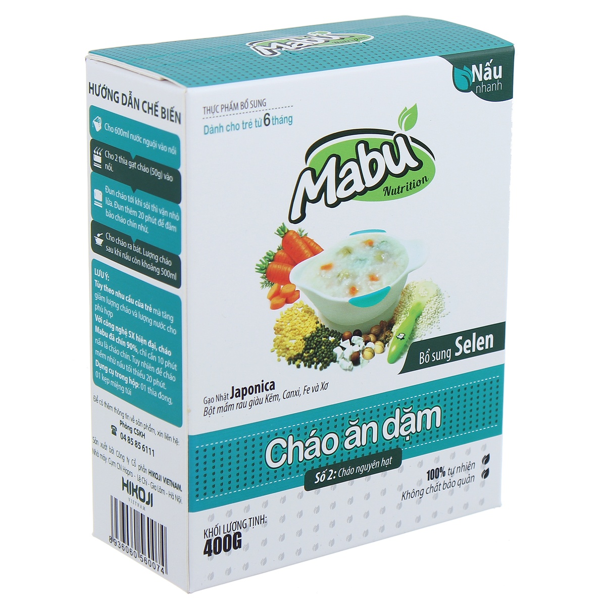 Cháo ăn dặm Mabu Số 2 nguyên hạt cho bé 6M+