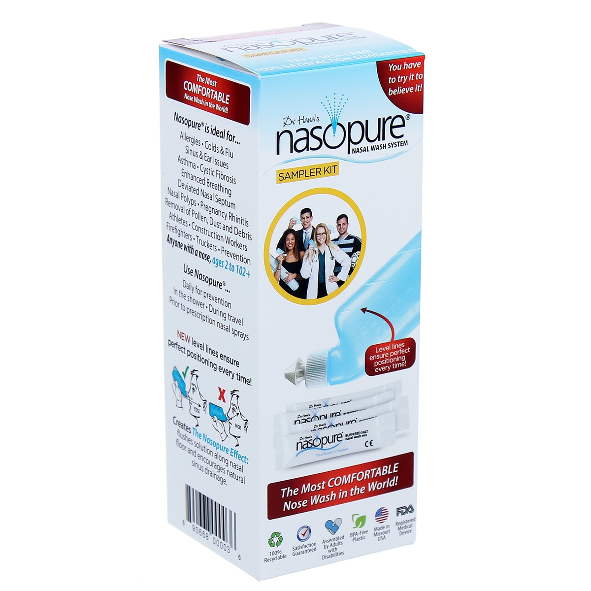 Bình rửa mũi Nasopure USA 240ml - góc nghiêng