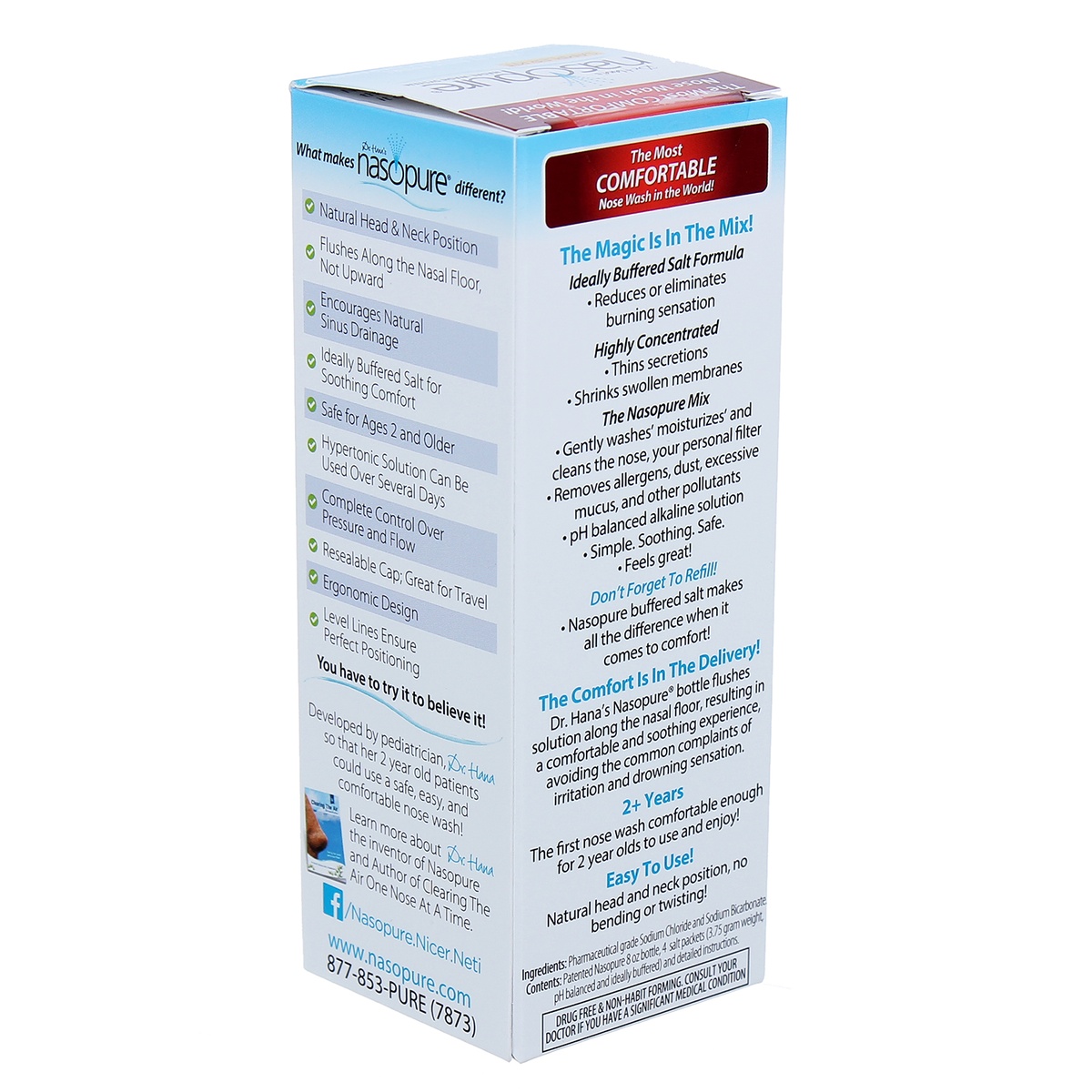 Bình rửa mũi Nasopure USA 240ml - mặt sau