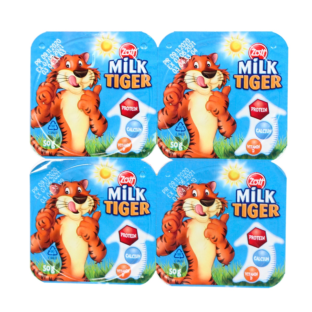 Phô mai tươi Zott Milk Tiger vị Dâu - Chuối cho bé trên 6 tháng tuổi - mặt phải