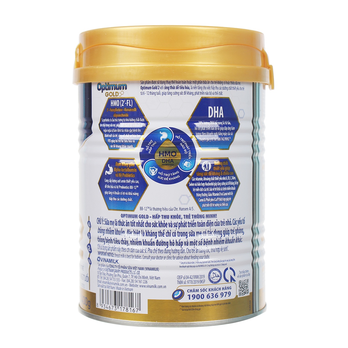 Sữa Vinamilk Optimum Gold 2 400g cho bé 6M-12M - mặt trái