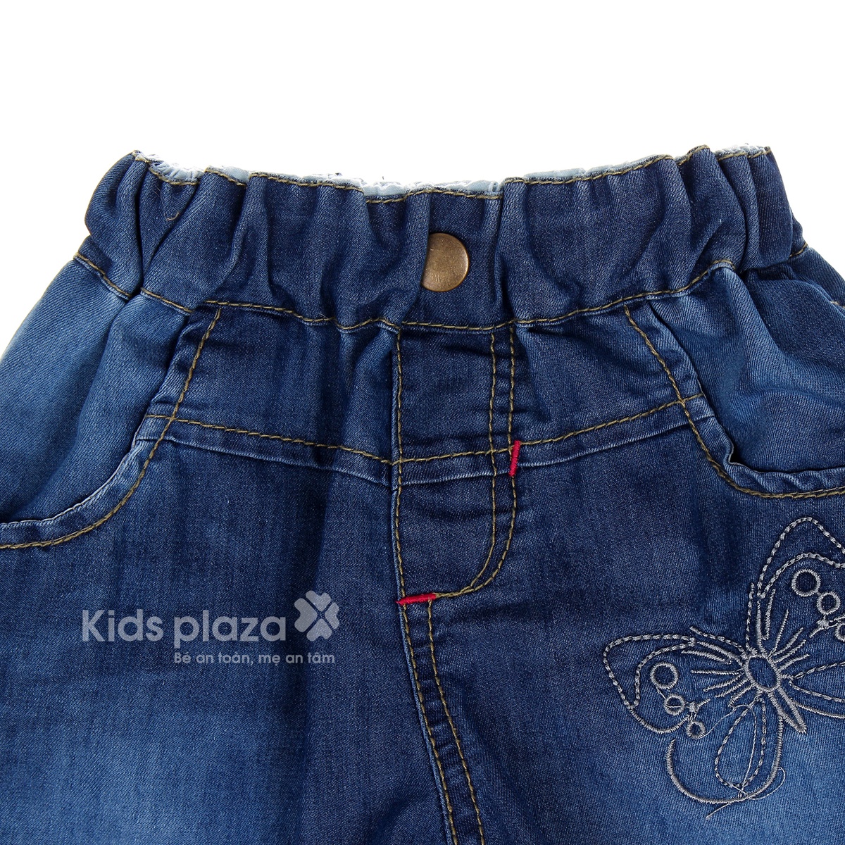 Quần bò lửng bé gái thêu R280 - mặt phải