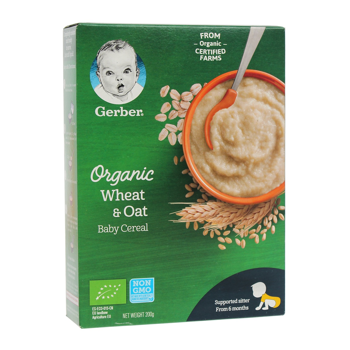 Bột ăn dặm Gerber Organic lúa mì yến mạch 200g cho bé 6M+ - mặt trái