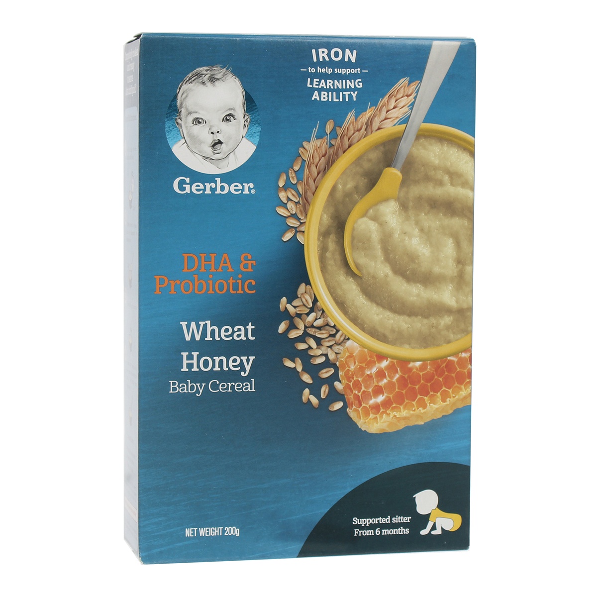 Bột ăn dặm Gerber vị lúa mì mật ong 200g cho bé 6M+ - mặt trái