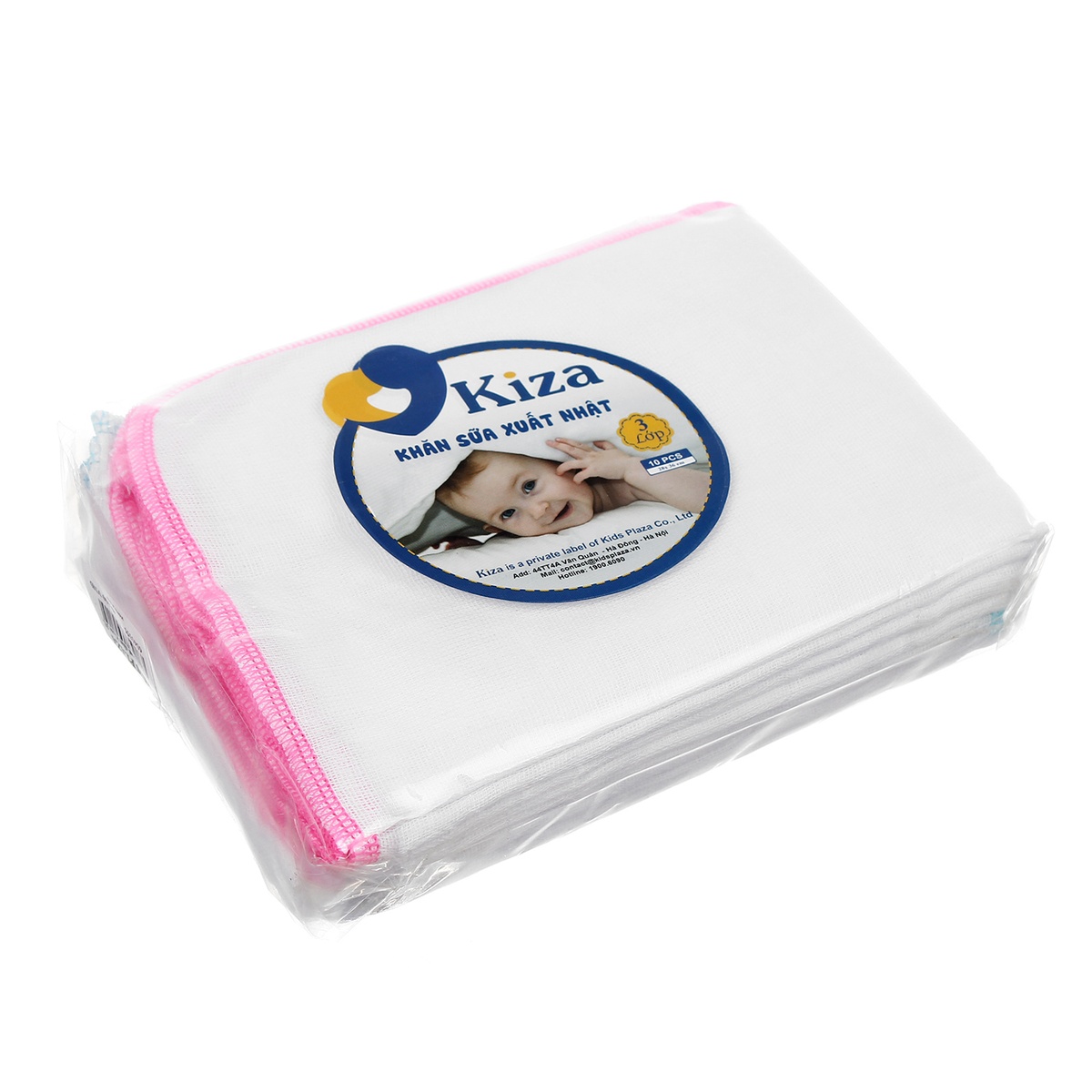 Khăn sữa xuất nhật Kiza 3 lớp - mặt trái