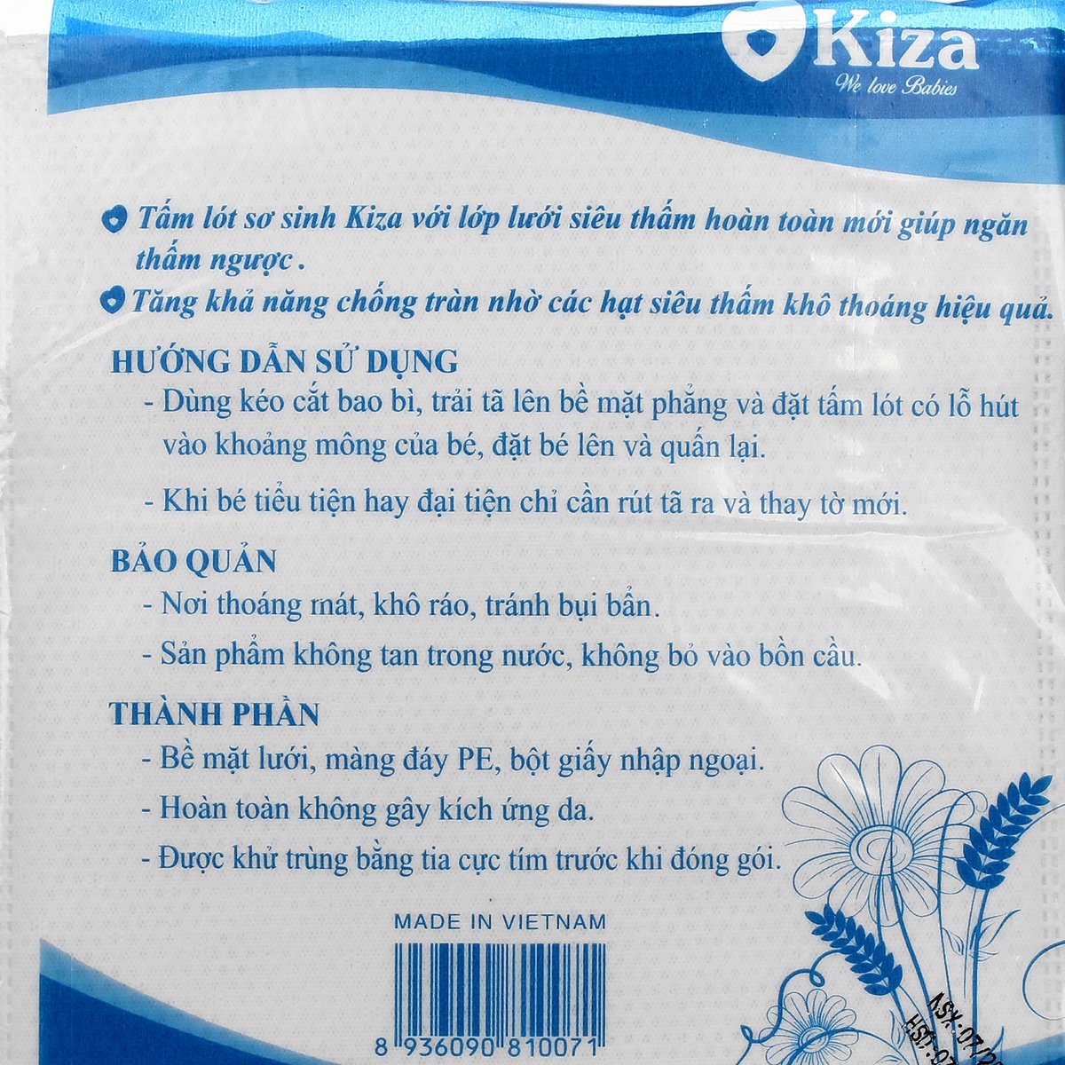Tấm lót sơ sinh Kiza - http://www.kidsplaza.vn/tam-lot-so-sinh-kiza.html