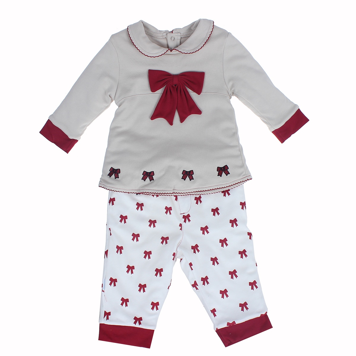 Bộ quần áo Pajama bé gái đính nơ Mamago 3305
