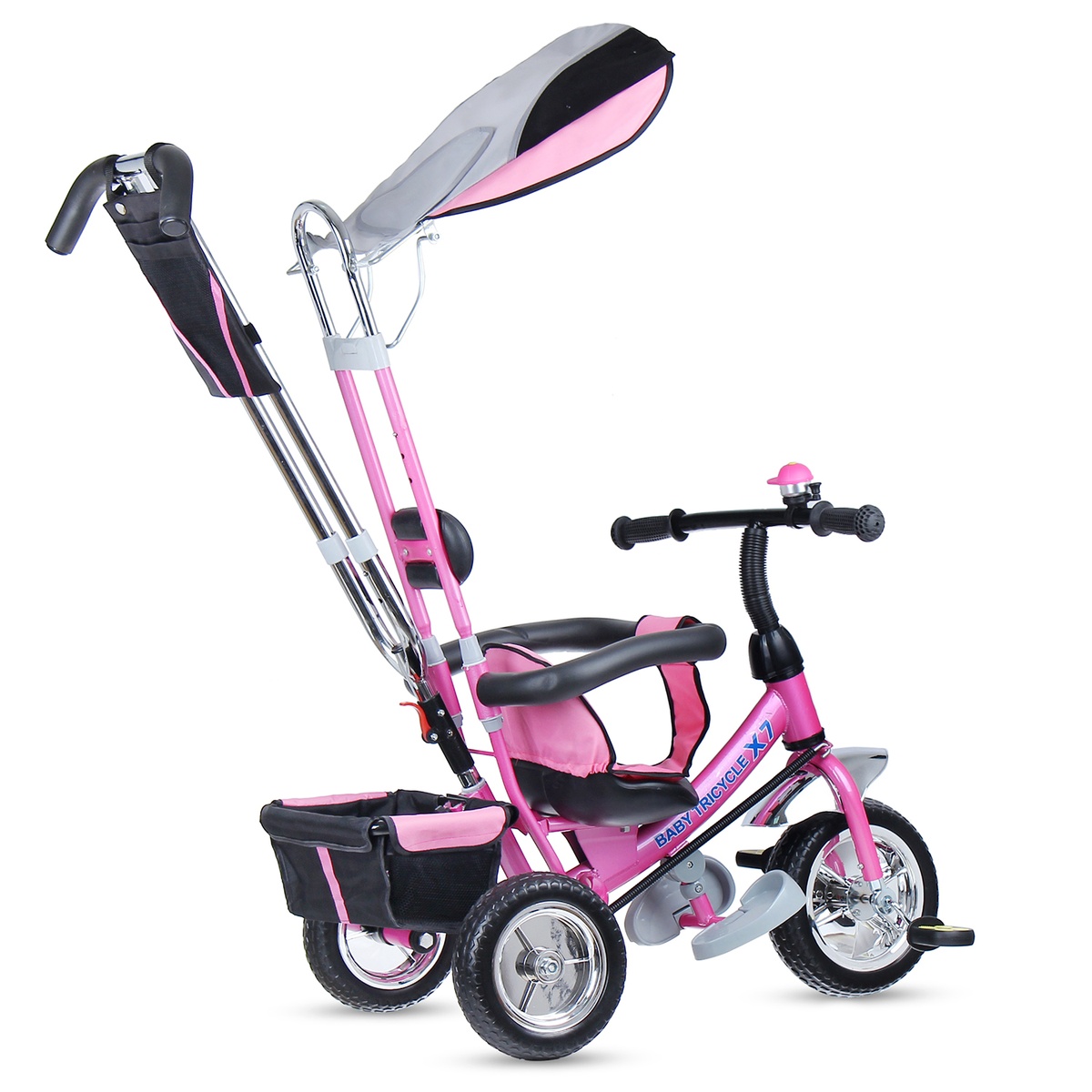Xe đạp 3 bánh Baby Tricycle Flamingo X7 Màu hồng cho bé - mặt trái