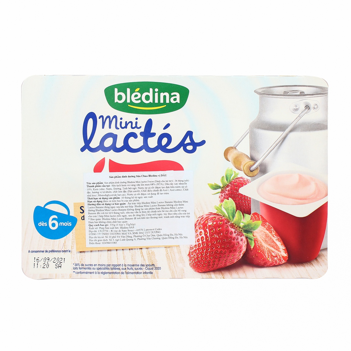 Sữa chua Bledina vị Dâu 6*55g (6M+) - mặt trái