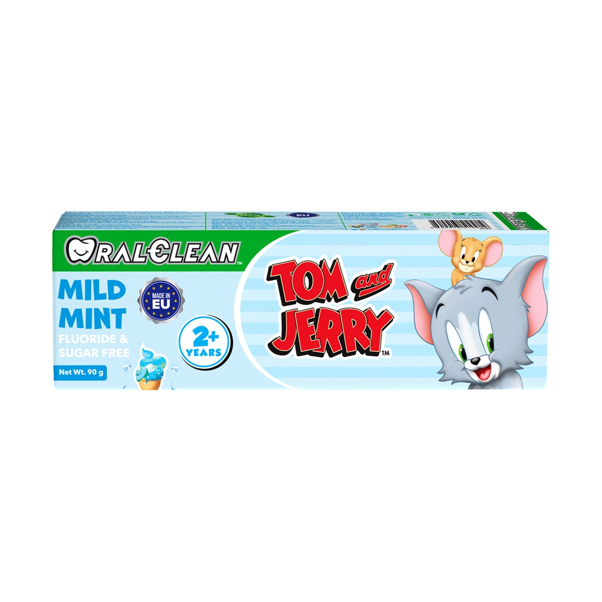 Kem đánh răng Oral Clean Tom&Jerry hương bạc hà 90g 2Y+ - mặt sau