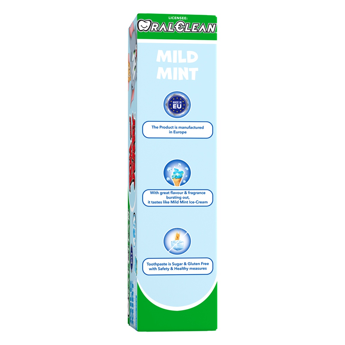 Kem đánh răng Oral Clean Tom&Jerry hương bạc hà 90g 2Y+ - góc nghiêng