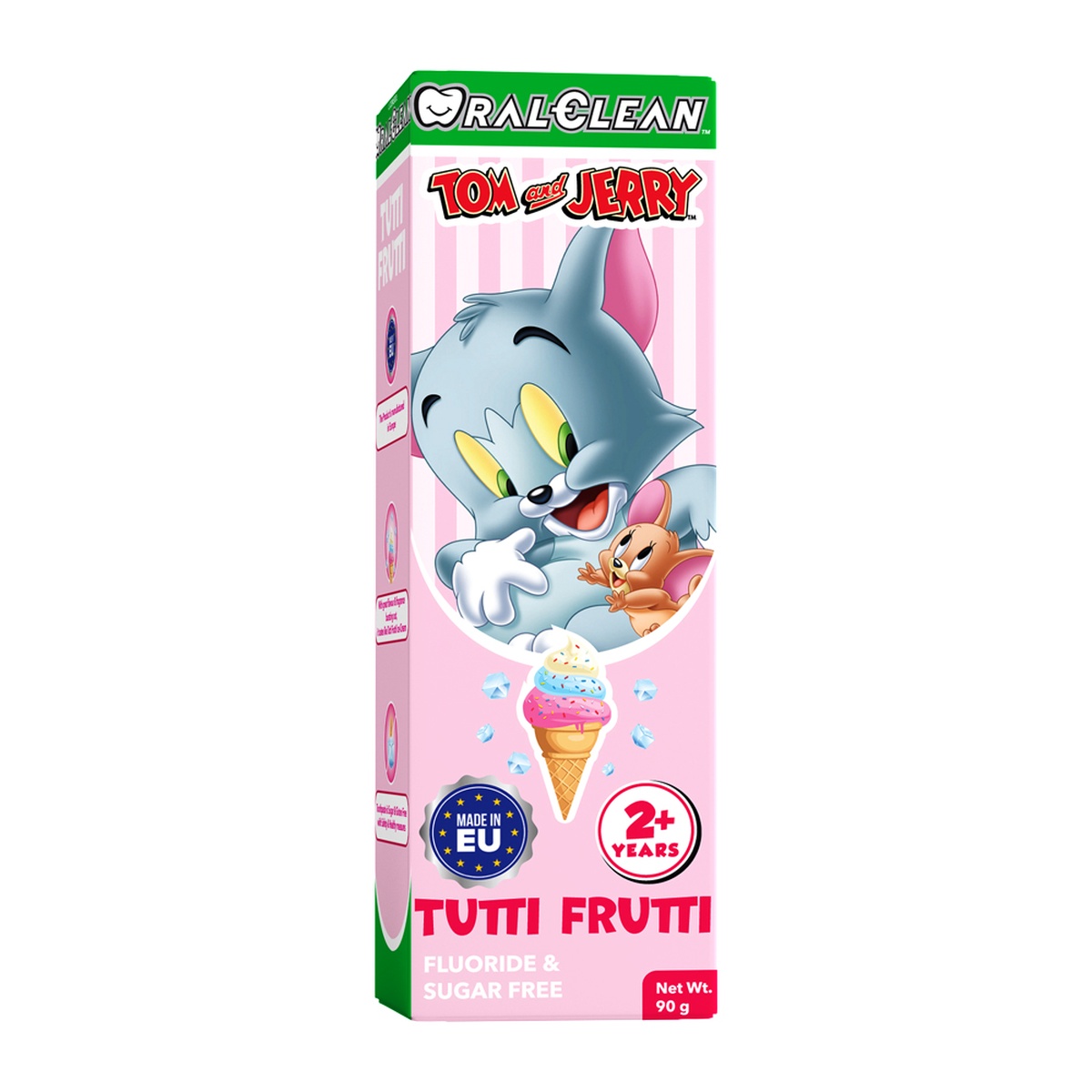 Kem đánh răng Oral Clean Tom&Jerry hương dâu 90g 2Y+ - mặt phải