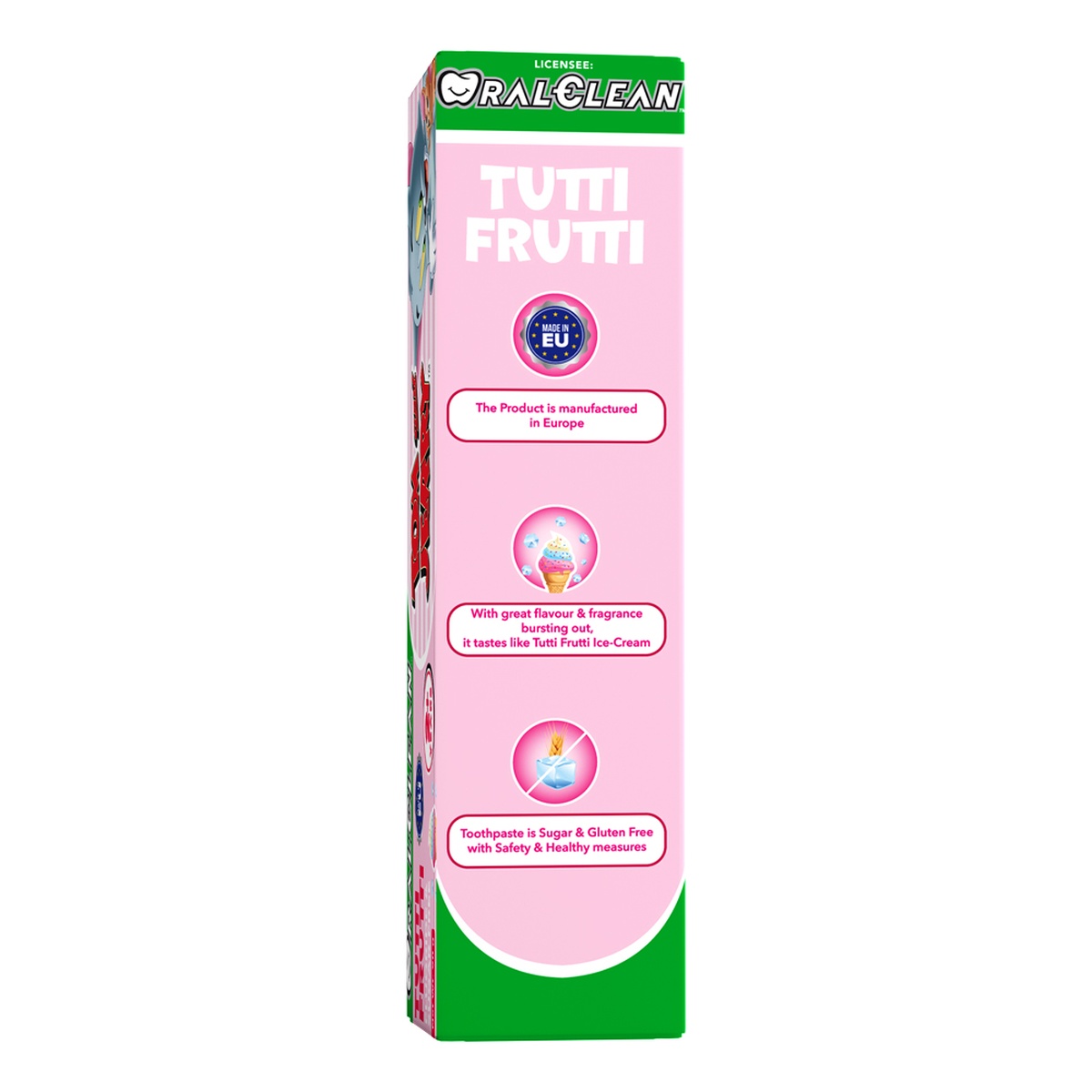 Kem đánh răng Oral Clean Tom&Jerry hương dâu 90g 2Y+ - mặt sau