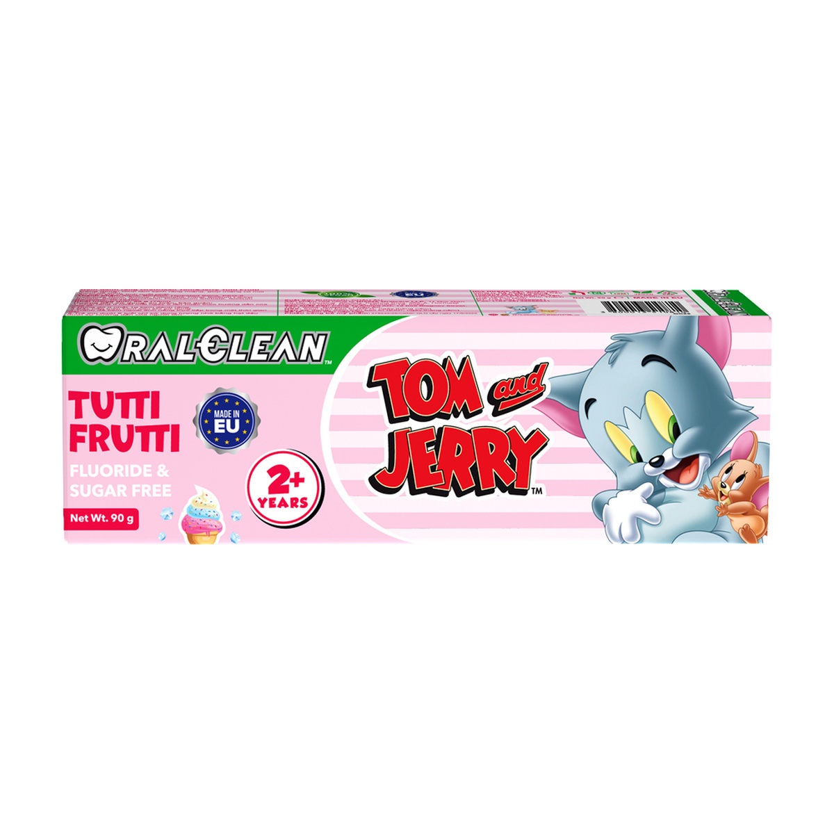 Kem đánh răng Oral Clean Tom&Jerry hương dâu 90g 2Y+ - góc nghiêng