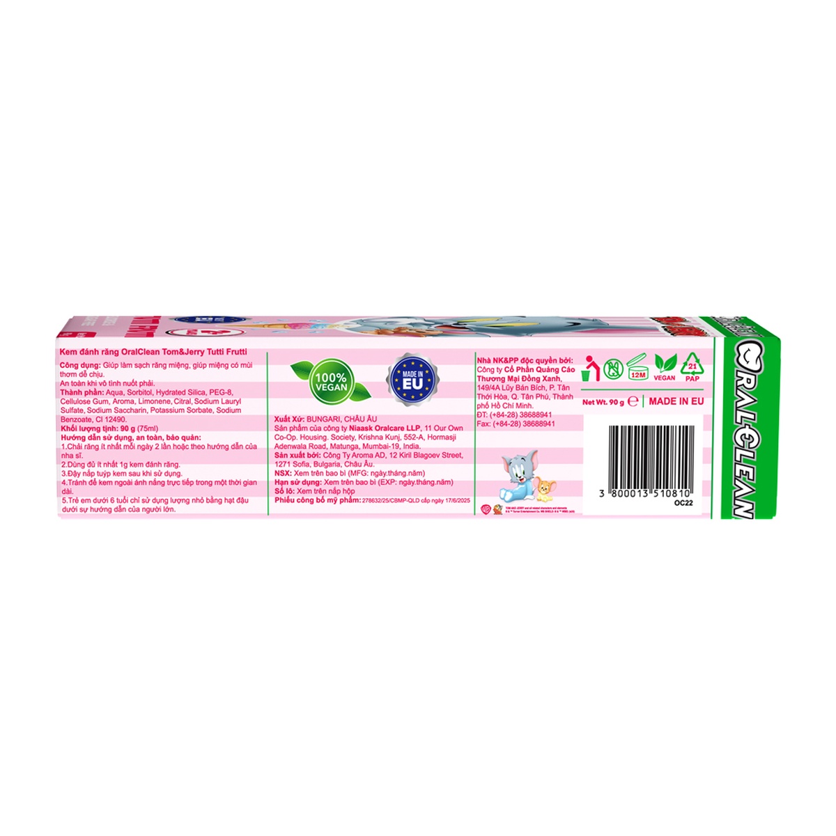 Kem đánh răng Oral Clean Tom&Jerry hương dâu 90g 2Y+ - hình 6
