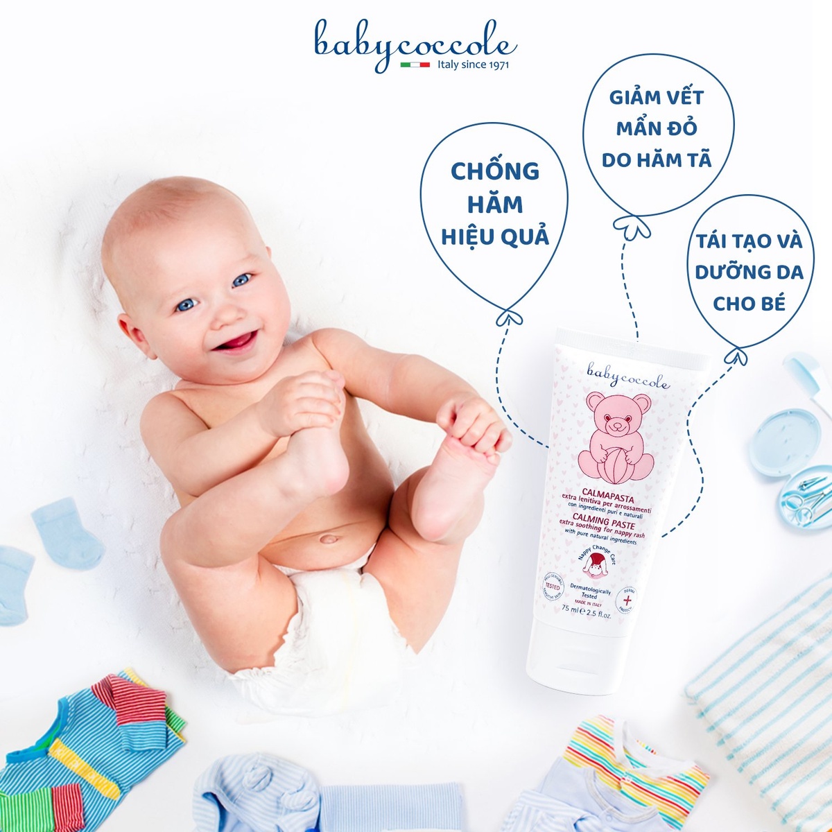 Kem chống và trị hăm chiết xuất hoa cúc, PANTHENOL và ZnO Babycoccole 0M+ 75ml - hình 6