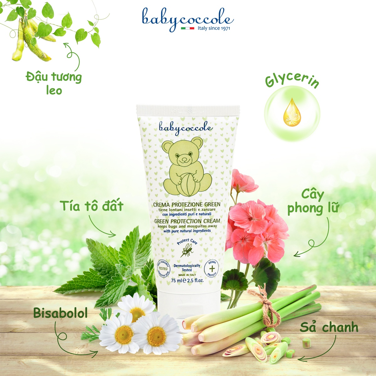 Kem chống muỗi Babycoccole 75ml 0M+ - góc nghiêng