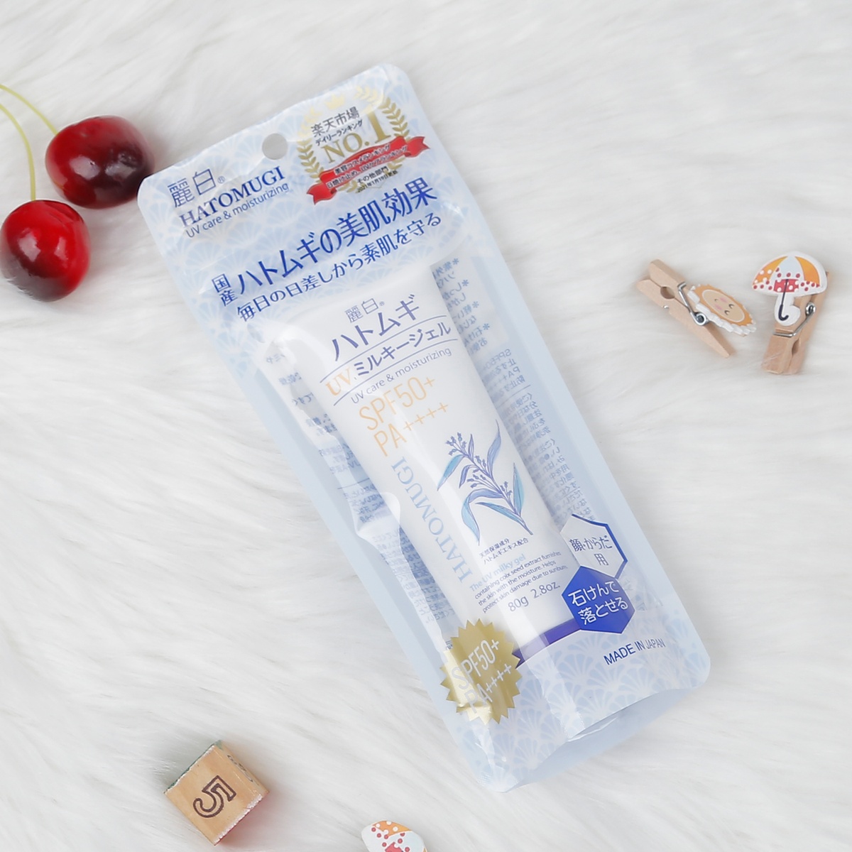 Kem chống nắng cấp ẩm Hatomugi UV 80g - mặt sau