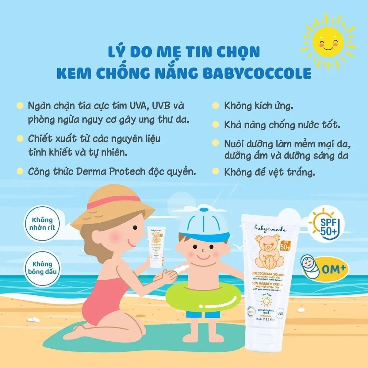 Kem chống nắng cho bé Babycoccole SPF50+ 30ml  - mặt phải