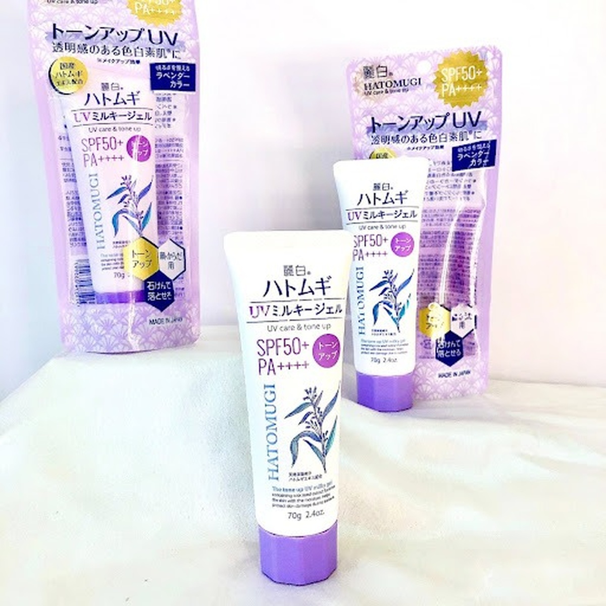 Kem chống nắng Hatomugi Tone Up UV 70g - mặt phải