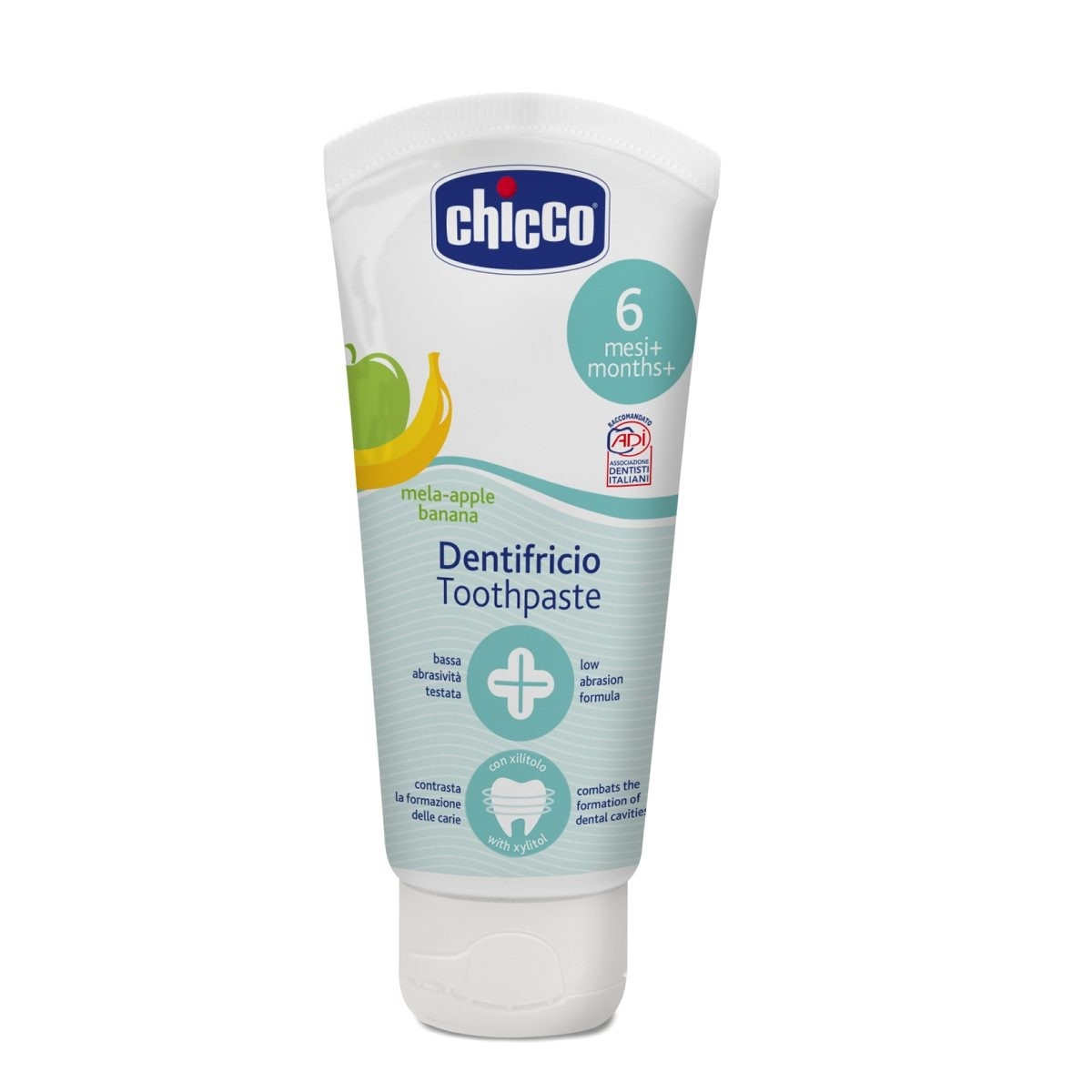 Kem đánh răng hương Chuối Táo Chicco 3201 cho bé trên 6 tháng tuổi - mặt phải