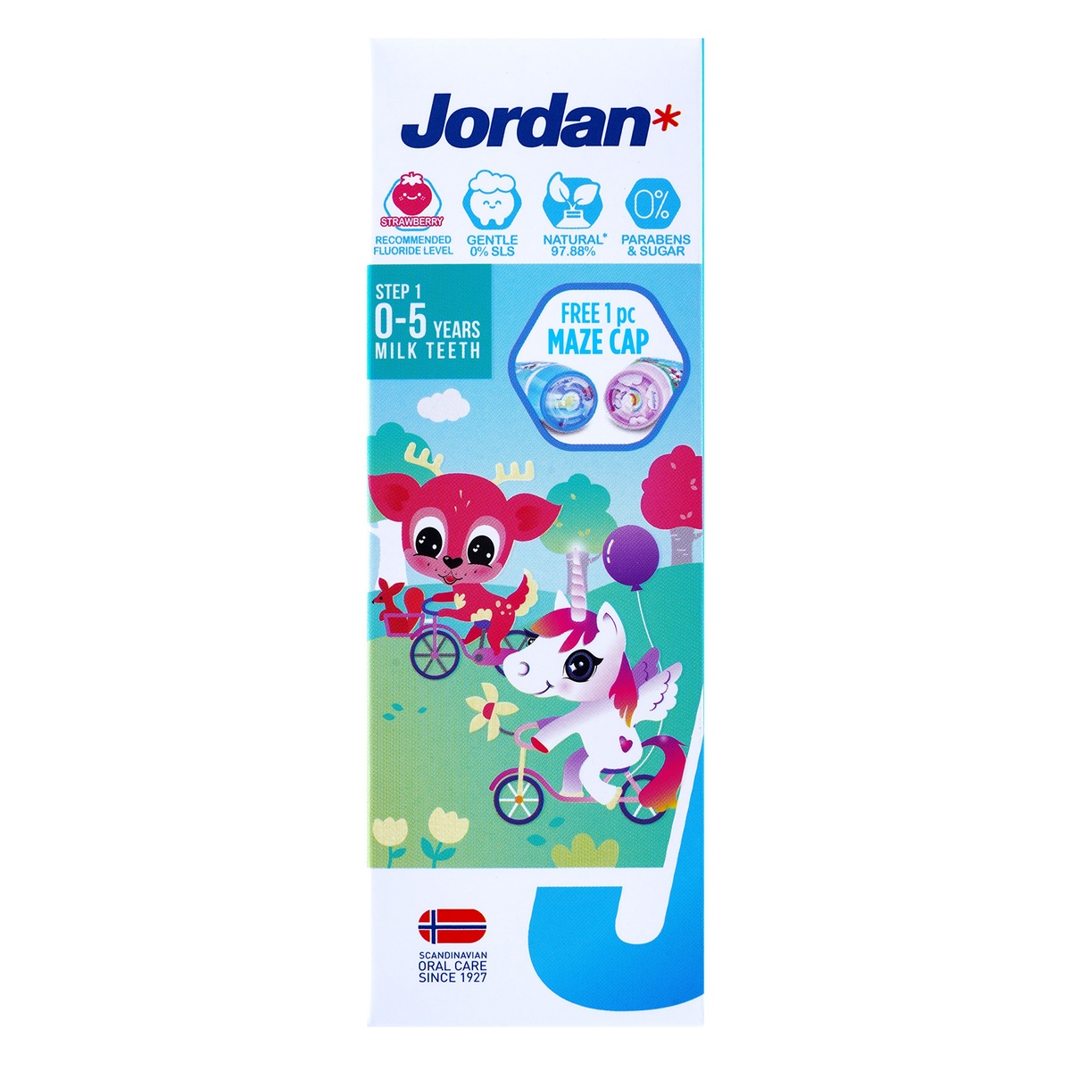 Kem đánh răng Jordan vị dâu 75g (0-5 tuổi) - mặt phải