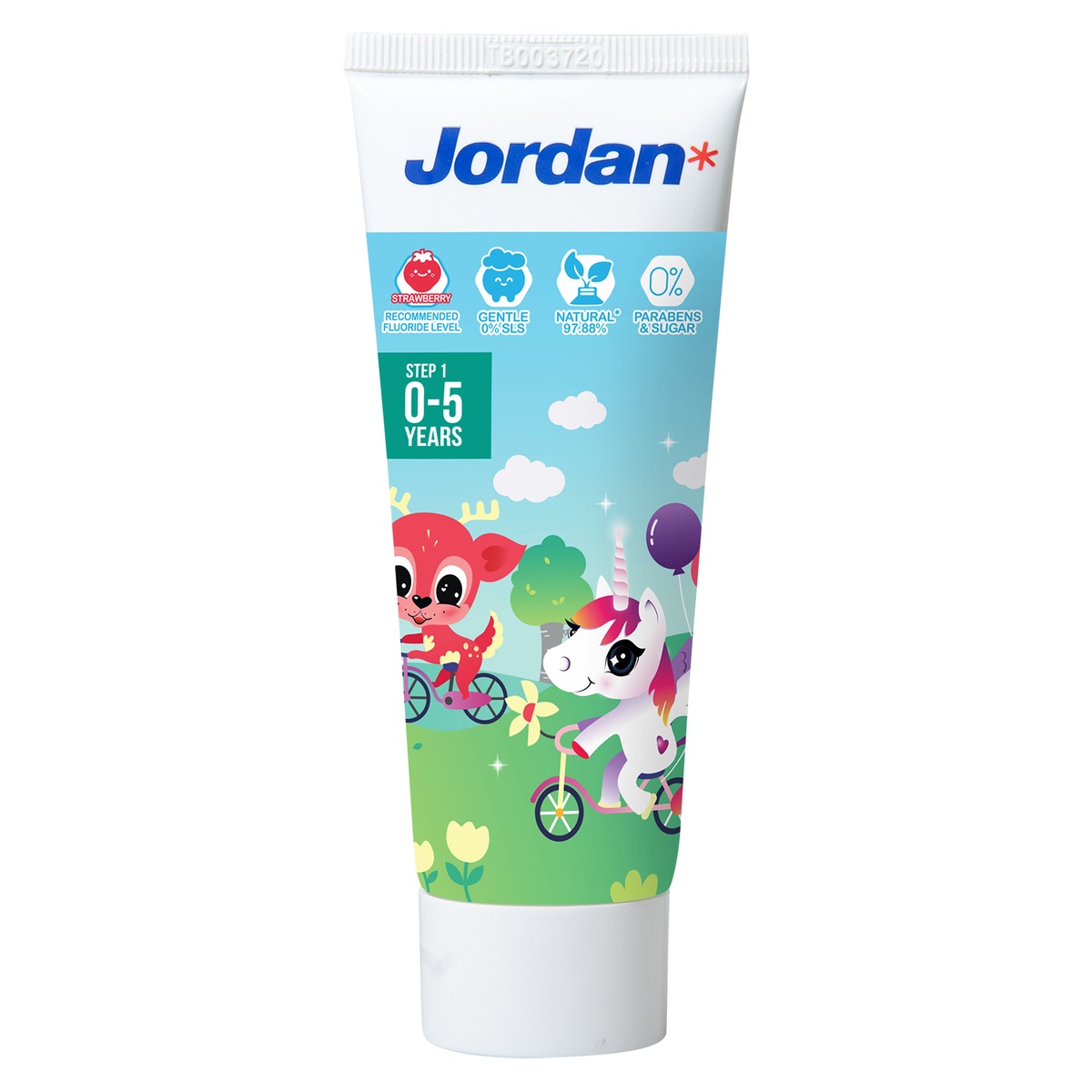 Kem đánh răng Jordan vị dâu 75g (0-5 tuổi) - mặt trái