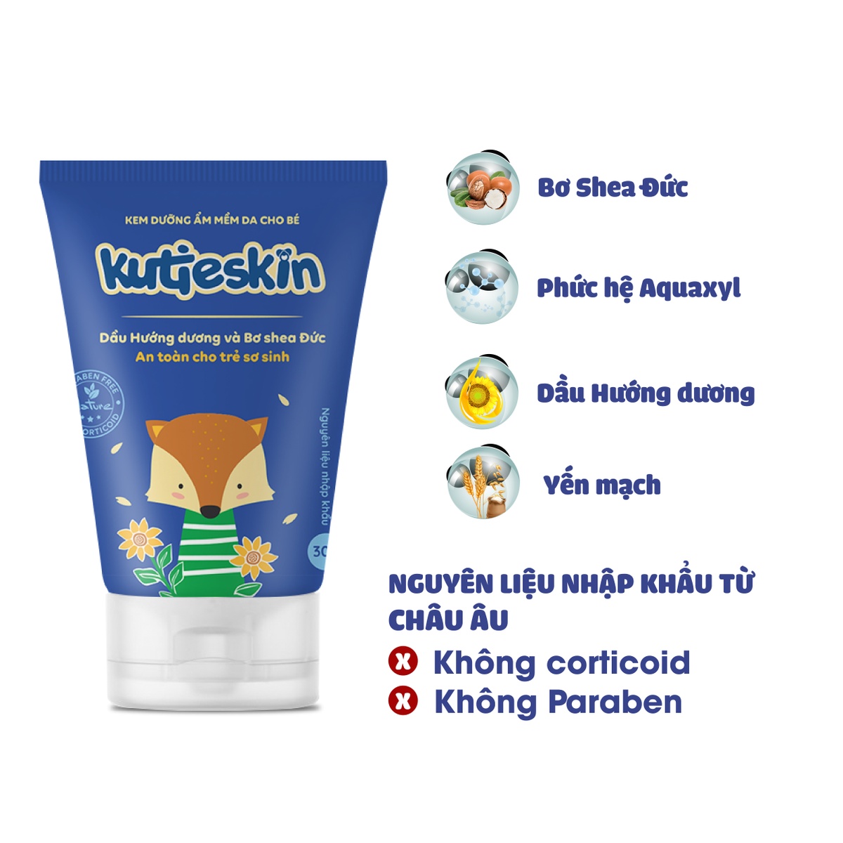 Kem dưỡng ẩm cho bé Kutieskin 30g - mặt sau